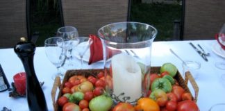 tomato garden party centerpiece