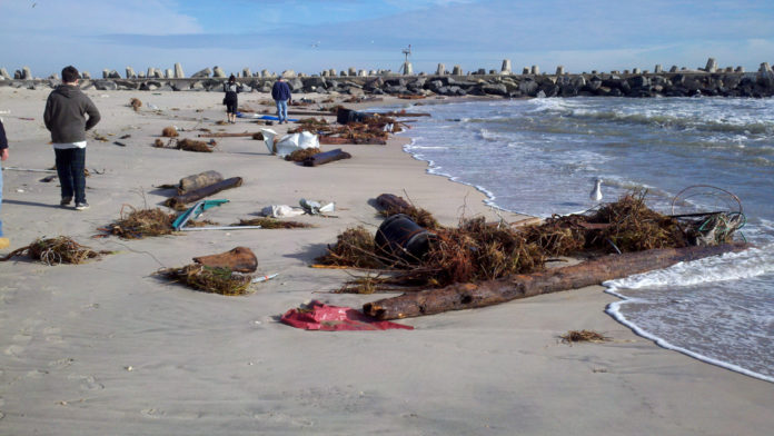 Washed up belongings on Point Pleasant Beach after Hurrican Sandy