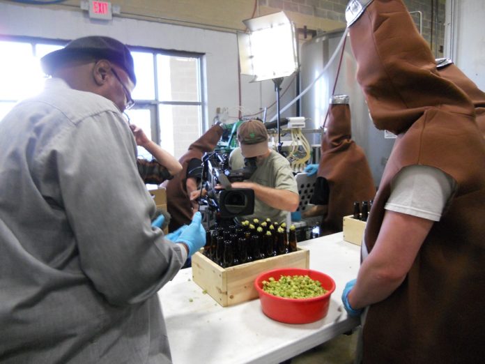 MF stuffing Hops at Oso Brewery MF stuffing Hops at Oso Brewery