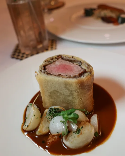 Bison Wellington served at Restaurant Latour at Crystal Springs Resort.