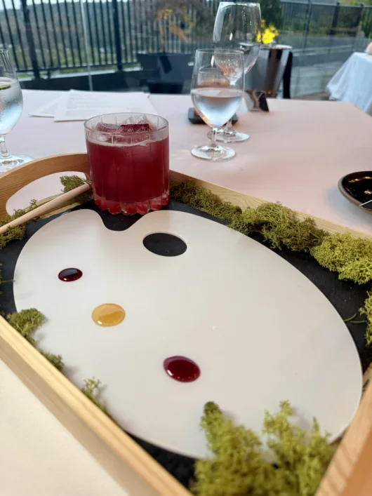 Paint and Sip cocktail served at Restaurant Latour at Crystal Springs Resort.