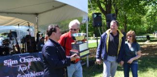 Marco Bucci, Renault's winemaker receiving the Governor's Cup Trophy for best overall wine