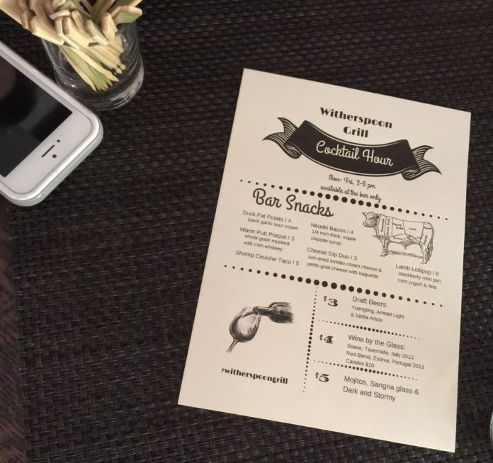 Menu of Witherspoon Grill. Menu of Witherspoon Grill