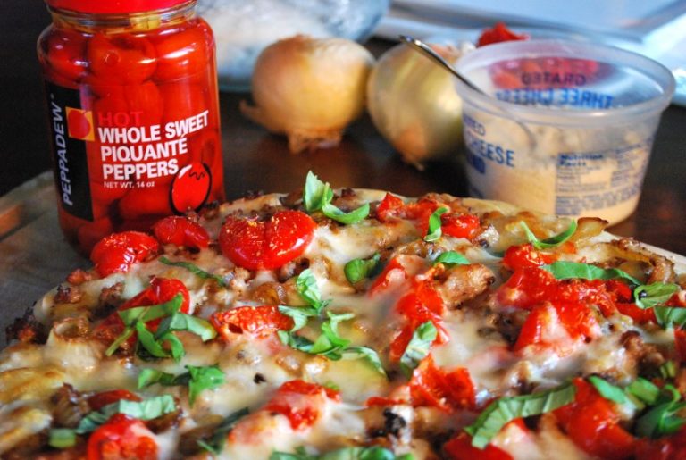 Recipe: Sausage, Caramelized Onions and Peppadew Pepper Pizza