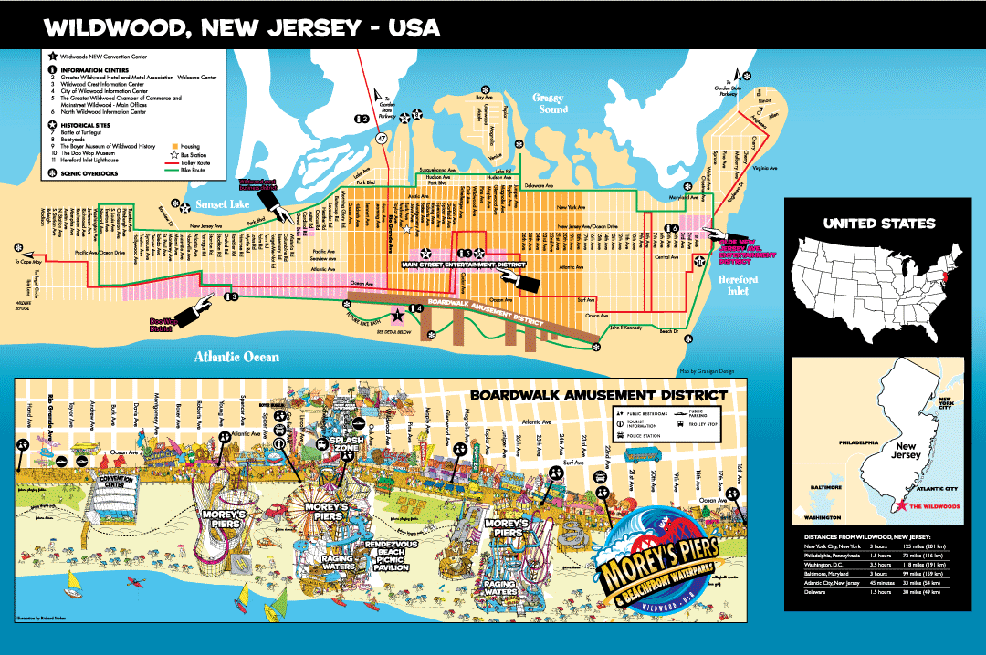 Map of Wildwood NJ