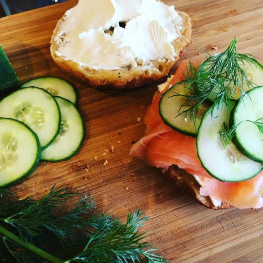 Gluten-free bagel with cream cheese and lox at Plum Bakery, Montclair, Jersey Bites