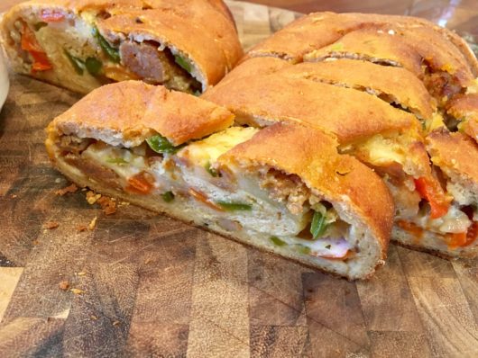 Sausage, pepper and mozzarella stuffed breads at Plum Bakery, Jersey Bites