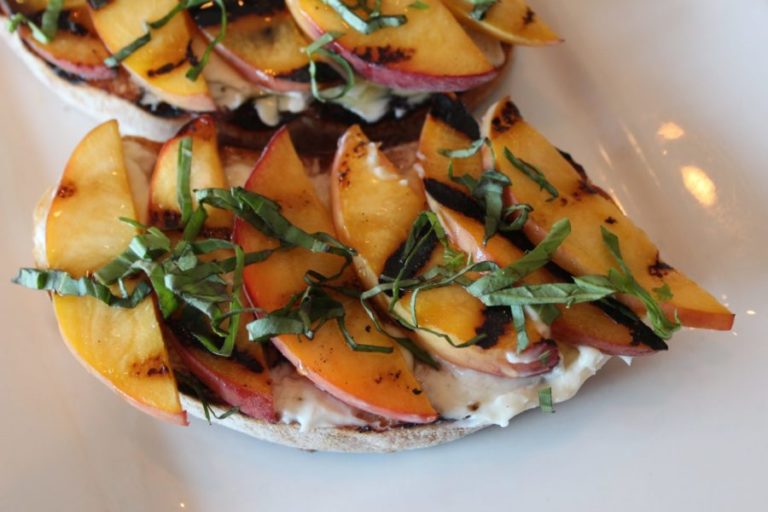 Grilled Peach Mascarpone Bruschetta for National Peach Month