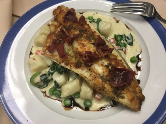 Branzino filet with prosciutto chips, Nunzio Ristorante