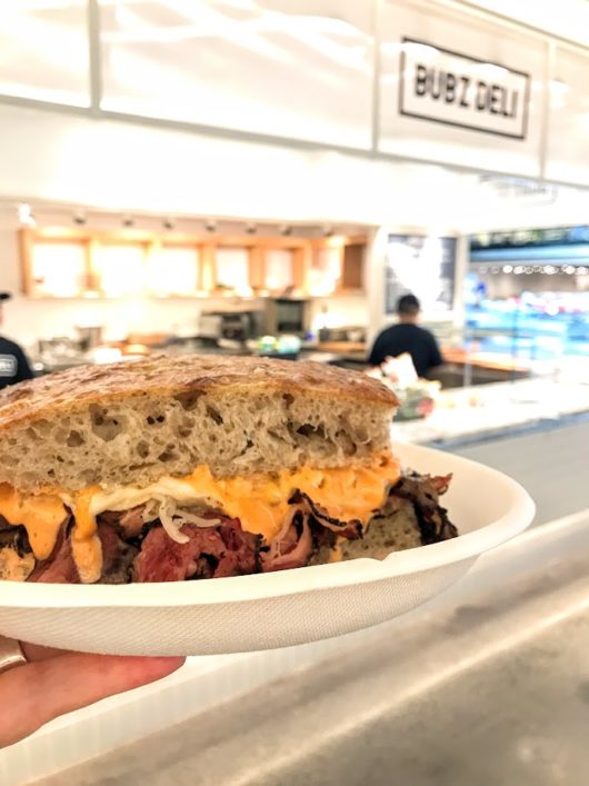 Bubz Deli Pastrami Reuben on rye focaccia