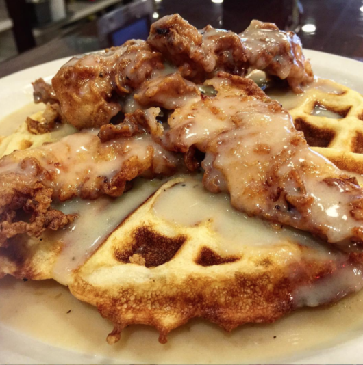 Chicken and Waffles from Cyndia's Totowa, Julia Mullaney, chicken and waffles, International Waffle Day, Jersey Bites