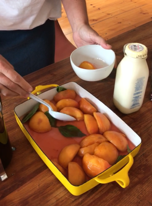 Peaches and cream, Onions Etcetera cookbook Red, Red Jam recipe, Onions Etcetera, Kate Winslow, Guy Ambrosino, Recipe, Jersey Bites