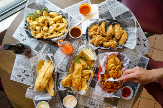 overhead shot of Chippery food