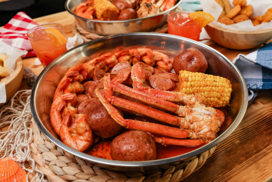 bowl of seafood from Red Crab Juicy Seafood