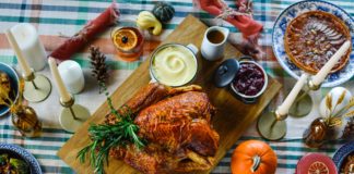 Turkey thanksgiving feast on table