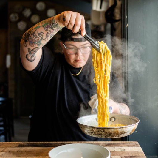 chef plating pasta