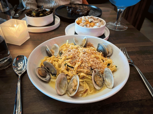 Tagliolini Vongole at the Loaded Spoon in Freehold, NJ —&nbsp;by Jon Faronea for Jersey Bites