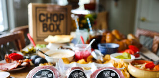 Chop Box Burger Board a board full of condiments and toppings for burgers