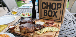 steaks on outdoor table