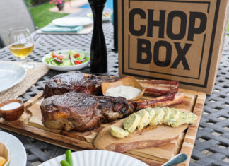 steaks on outdoor table