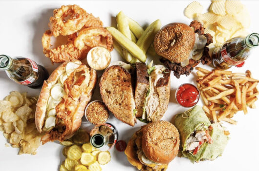 top down photo of food from Covered Bridge Cafe