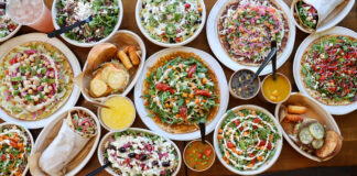 table full of worldFLATS menu items