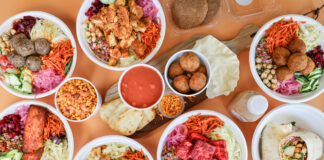 overhead shot of dishes from VANZ Indian Fusion