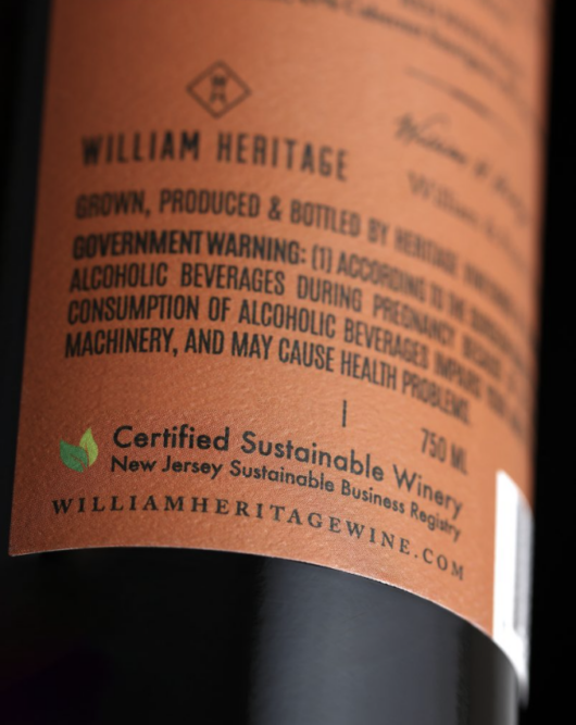 William Heritage Winery label, Jersey Bites article by Marissa Muoio