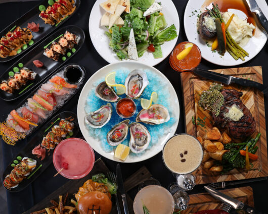 table full of food from Colts Neck Inn Steakhouse