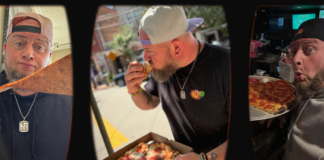 The pizza hulk (stephen winters) eating pizza