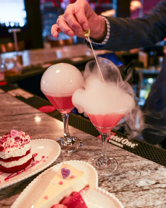 Valentine's Specialty cocktails at Sinner's Steakhouse