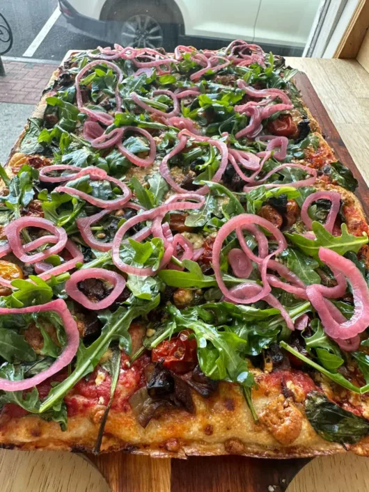 Sourdough pizza from Teglia Pizza Bar in Montclair 