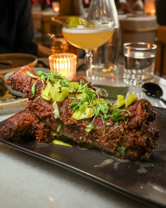 Beef back ribs with spicy crunchy coating at Olea in Spring Lake