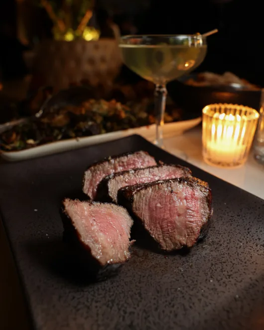 Filet steak finished with flaky salt at Olea Spring Lake NJ