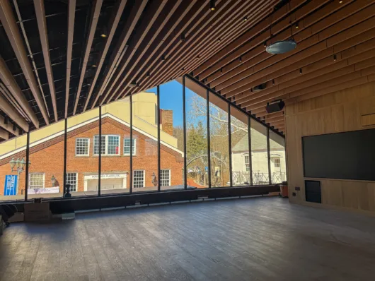 Second floor Club Room of the newly renovated F.M. Kirby Carriage House dining room at Paper Mill Playhouse