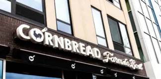 Exterior of Cornbread Farm to Soul restaurant storefront in New Jersey
