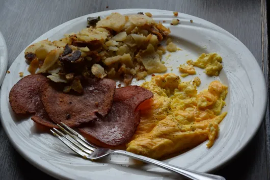 Egg and cheese omelette with Taylor Ham at Ridge Diner in Park Ridge New Jersey