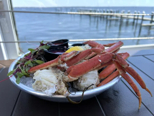 Crab legs at B2 Bistro in Bayville overlooking Barnegat Bay