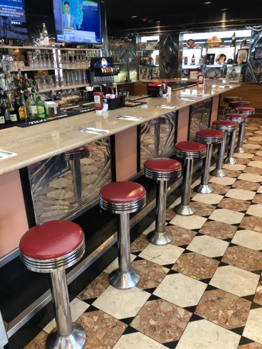 Bar and counter at Park West Diner in Little Falls, NJ