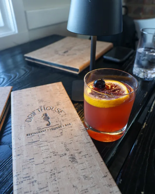 Blood Orange Old Fashioned cocktail at Drifthouse in Sea Bright, NJ
