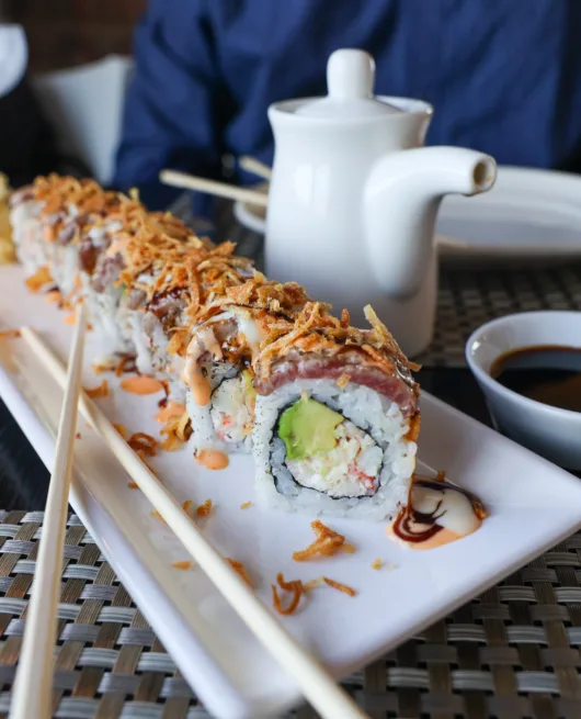 Surf & Turf sushi roll with filet and crab salad at Drifthouse in Sea Bright, NJ