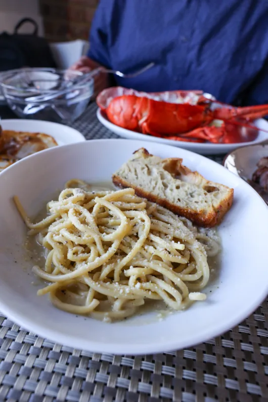 House-made bucatini cacio e pepe at Drifthouse in Sea Bright, NJ