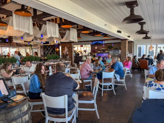 Dining room at Drifthouse in Sea Bright, NJ during early evening dinner service