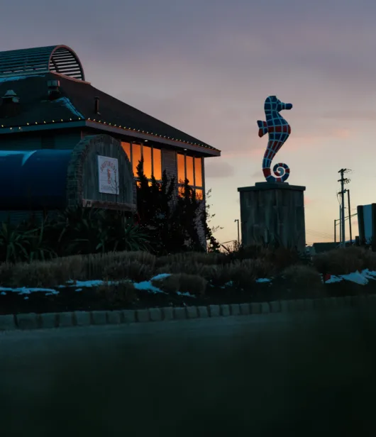 Exterior of Drifthouse restaurant in Sea Bright NJ with coastal design and waterfront setting in Monmouth County