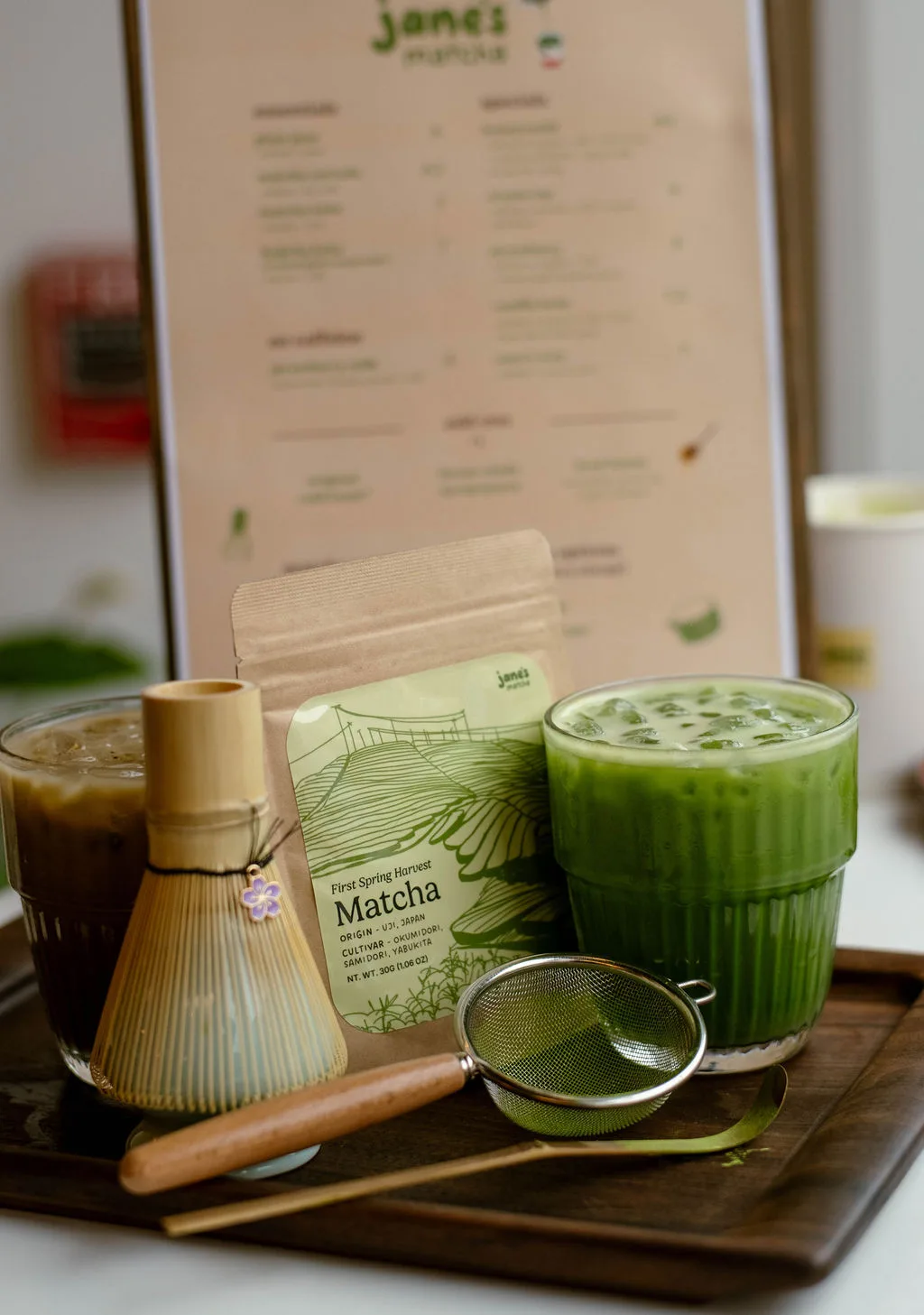 Hand-whisked matcha at Jane's Matcha in Jersey City, NJ