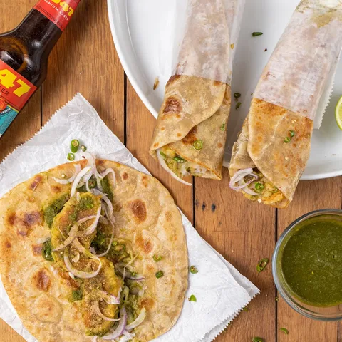 Handheld rolls at Kati Roll Company in Jersey City, NJ