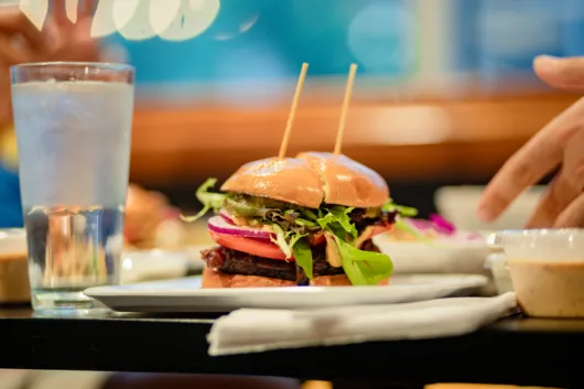 Signature burger served at The Yard in Newark, New Jersey