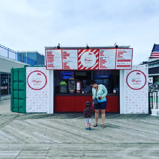 Mayfair Boardwalk Grill in Asbury Park The Mayfair Boardwalk Grill stand on the Asbury Park Boardwalk in New Jersey.