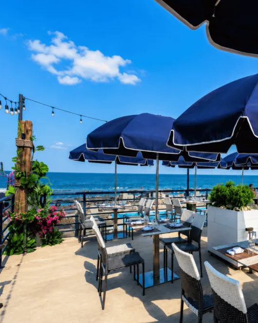 Ocean view from DRIFTHOUSE, a waterfront restaurant in Sea Bright, Monmouth County, NJ