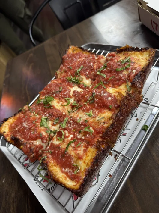 Detroit-style pizza at Tramonto’s Pizza in Ocean Township, NJ